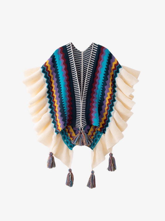 Poncho ouvert à volants