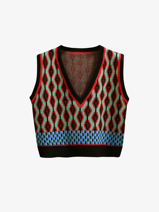 Gilet pull à blocs de couleurs