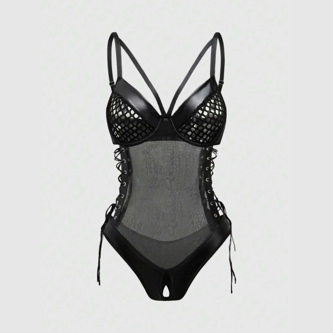 Bold Mesh & Leather Bodysuit