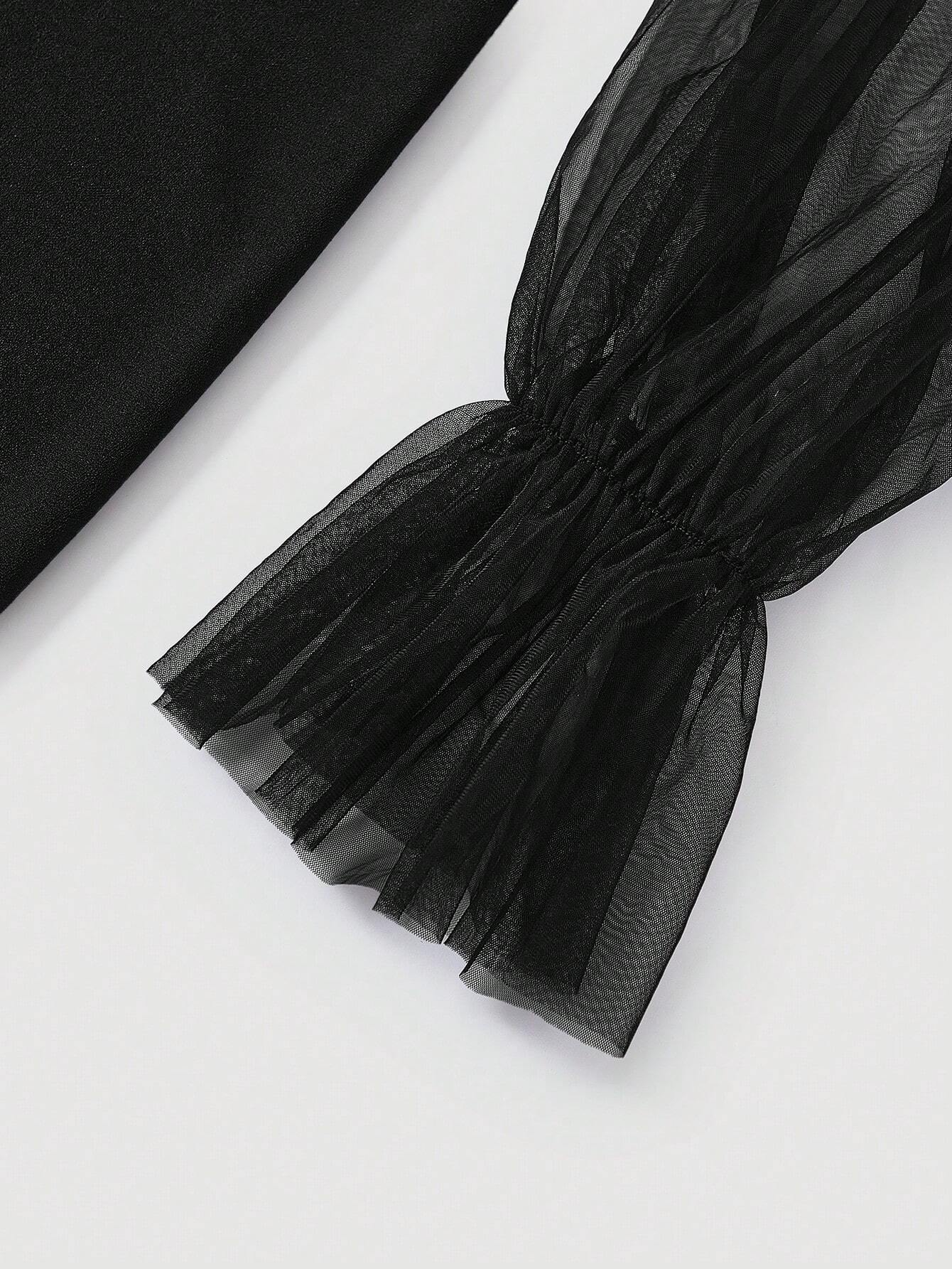 Mesh & Lace-Up Dress.