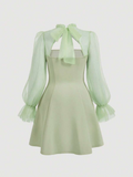 Mesh & Lace-Up Dress.