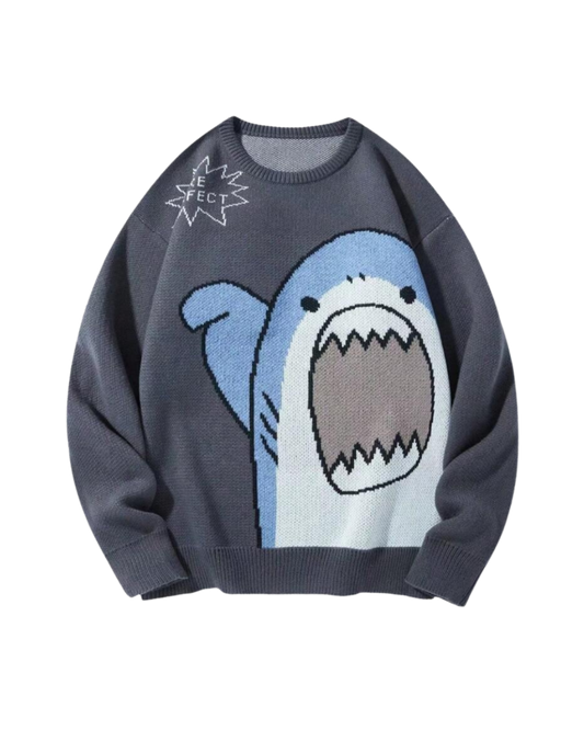 Pull tricoté surdimensionné à motif requin