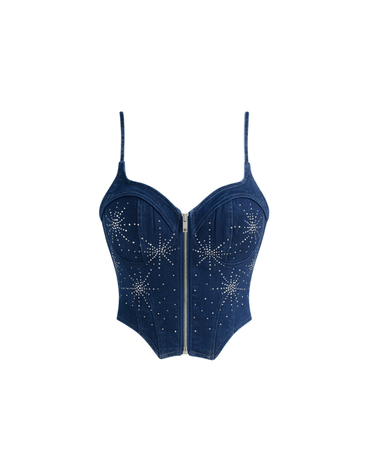 Starry Denim Corset Top