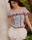 Smocked Floral Corset Top