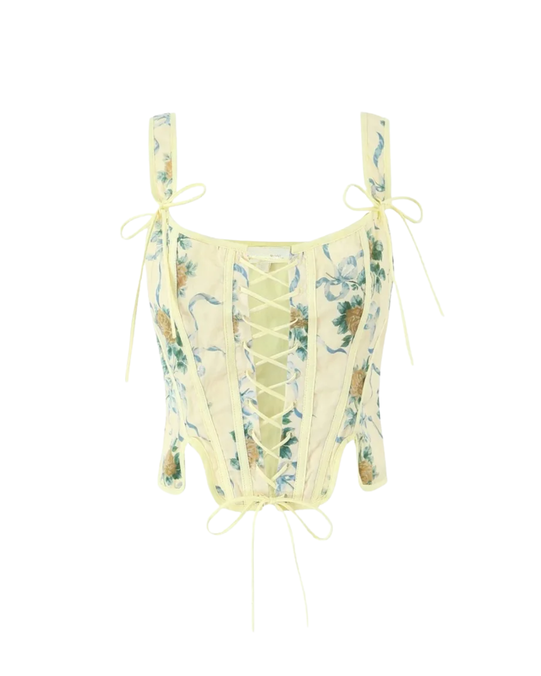 Floral Lace-Up Corset Top