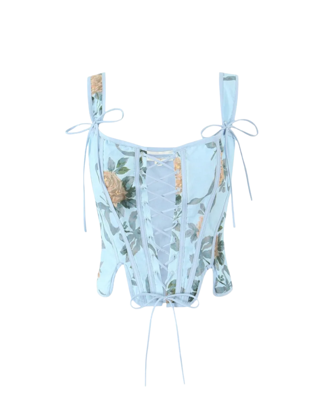 Floral Lace-Up Corset Top