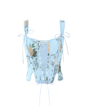 Floral Lace-Up Corset Top