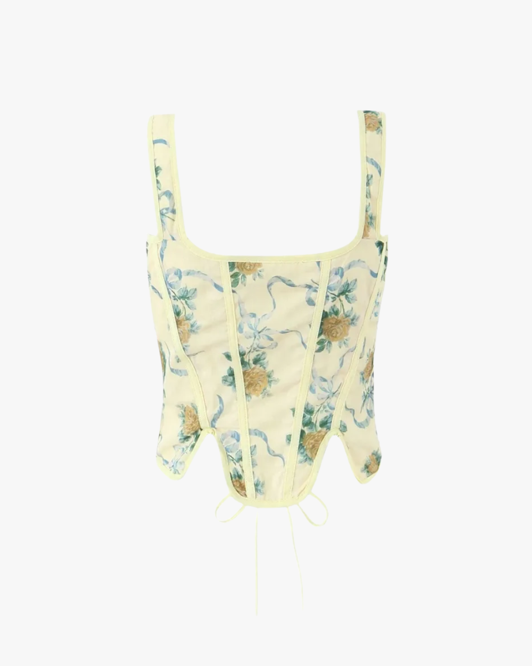 Floral Lace-Up Corset Top