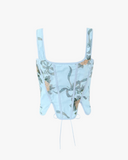 Floral Lace-Up Corset Top