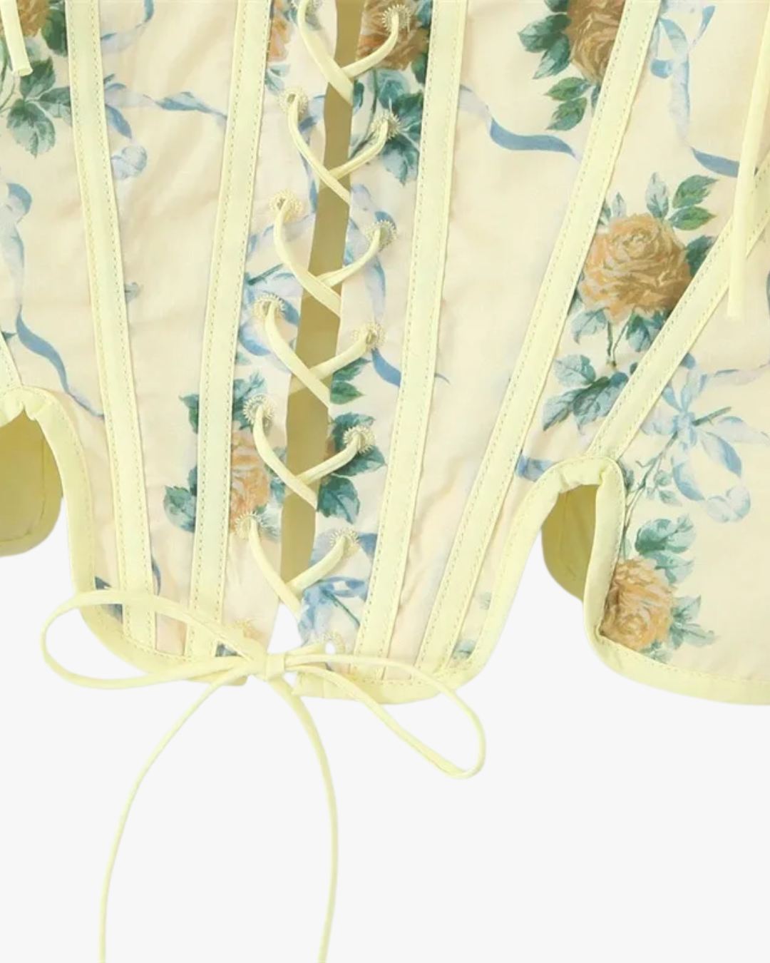 Floral Lace-Up Corset Top