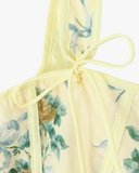 Floral Lace-Up Corset Top