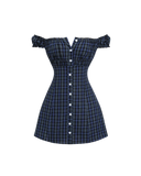 Plaid Button-Up Mini Dress