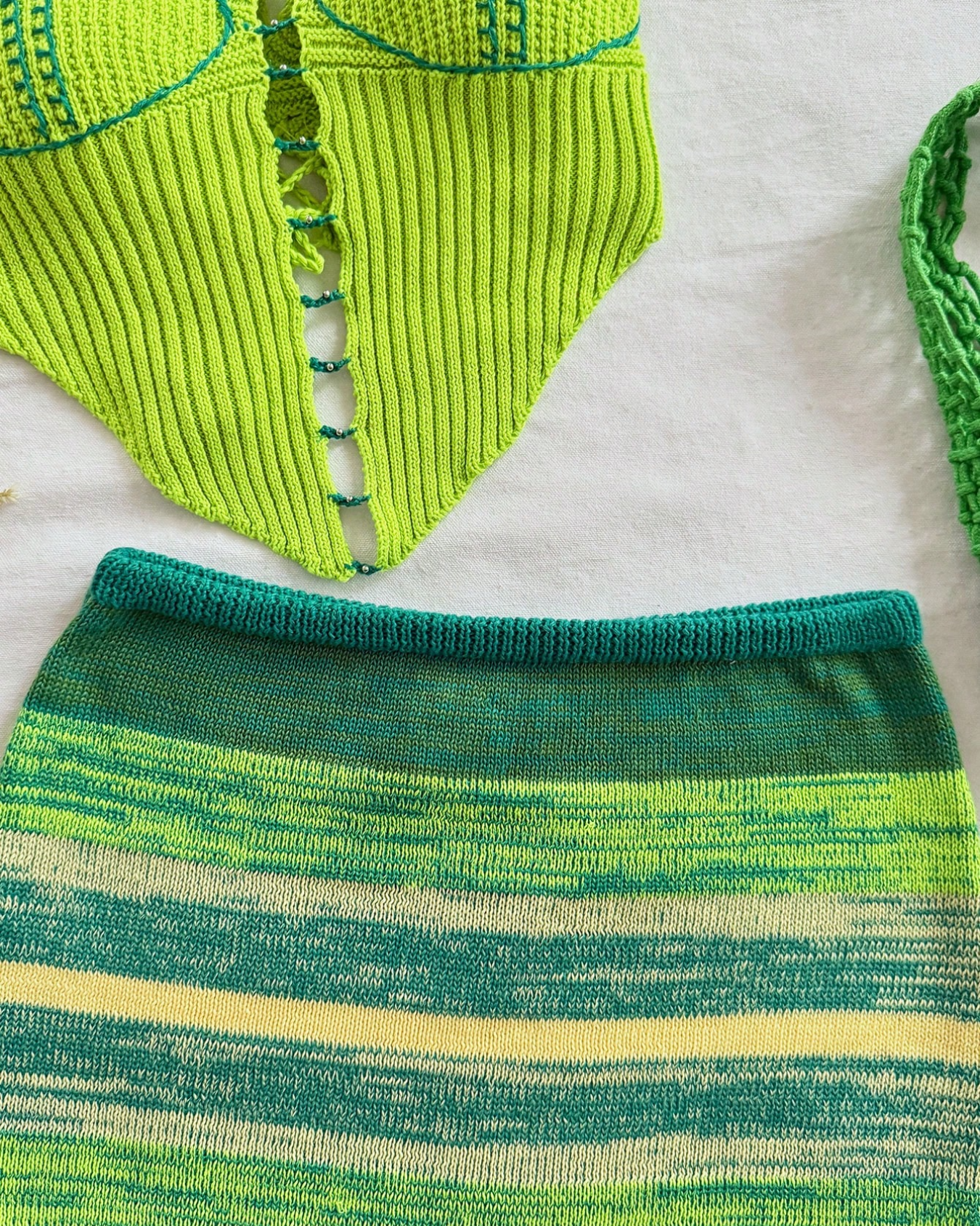 Ensemble tricoté citron vert