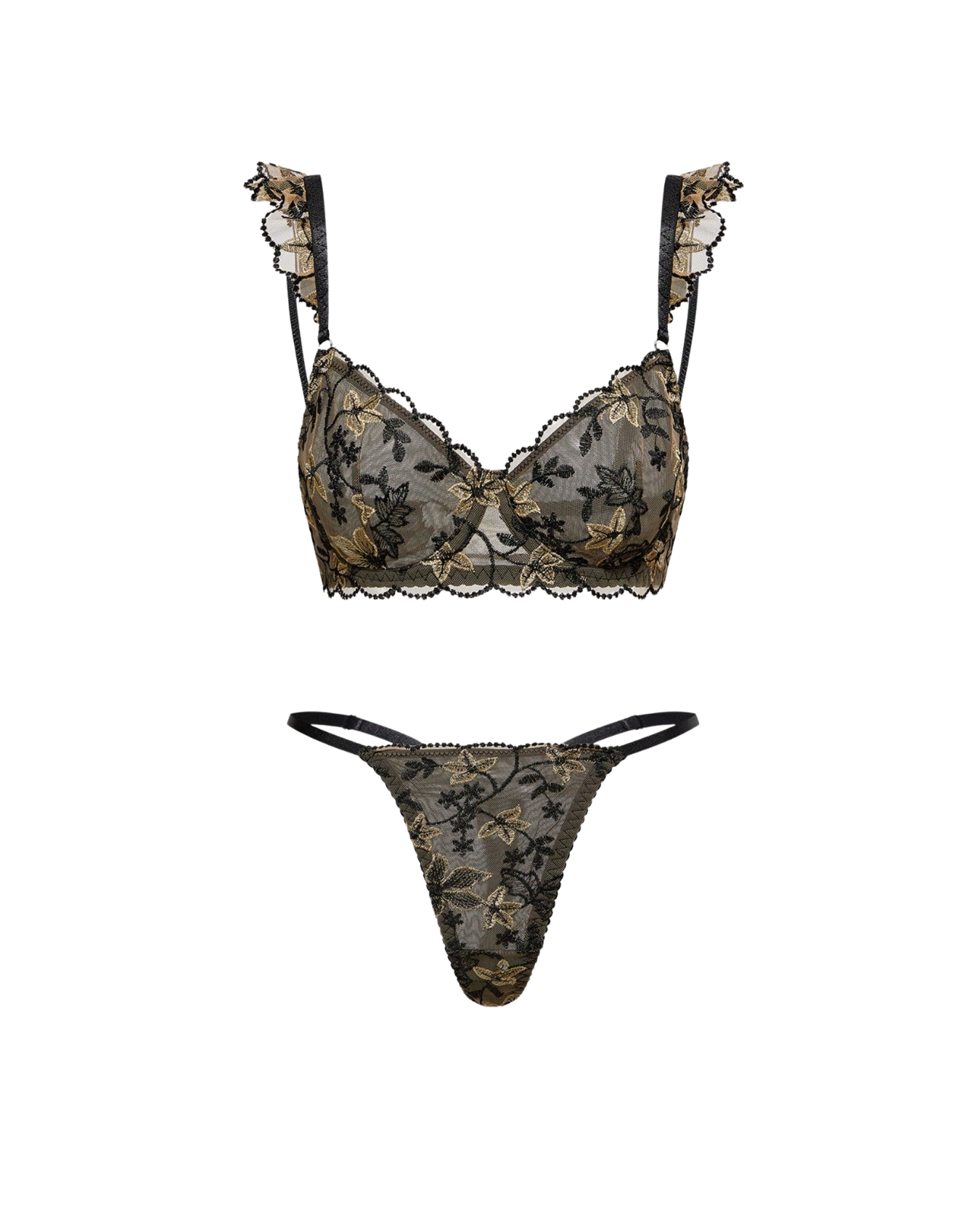Ensemble de lingerie noir doré
