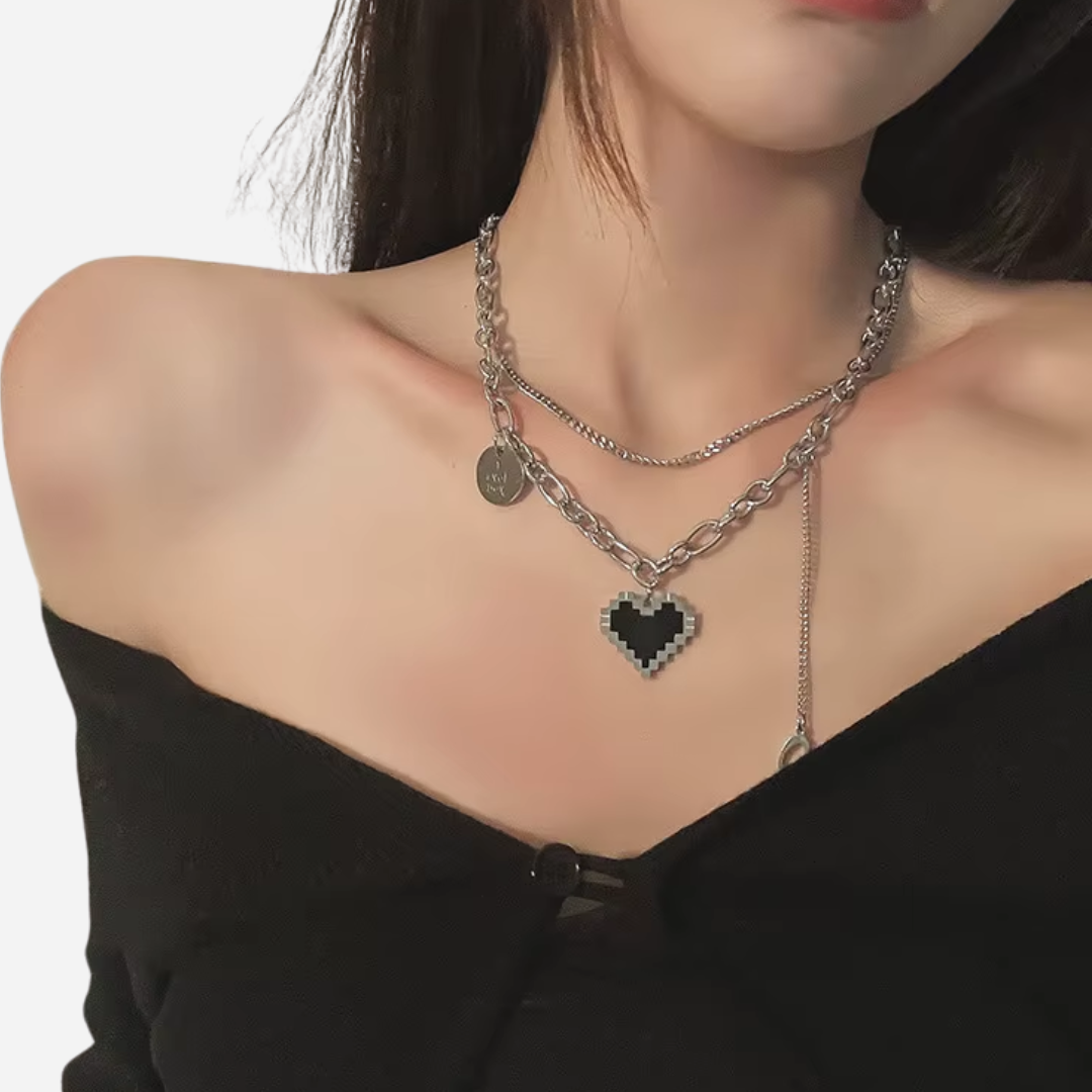 Collier Coeur Pixel