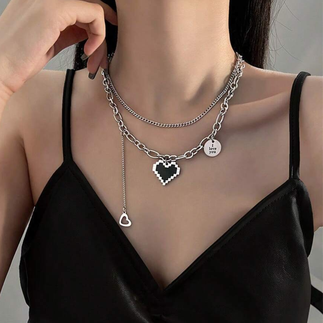 Collier Coeur Pixel