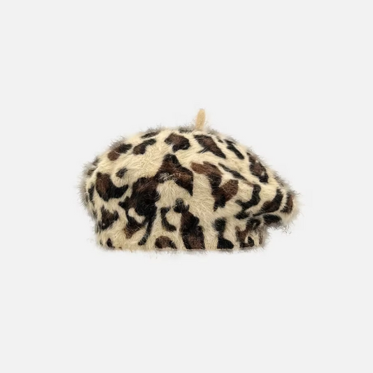 Leopard Print Plush Beret