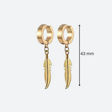 Set of Fake Hoop Earrings Feather