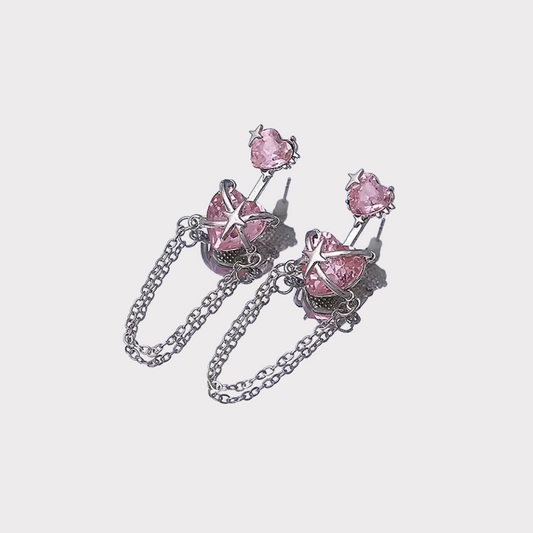 Boucles d'oreilles en zircon rose