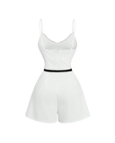 Lace Top Belted Romper