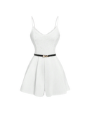 Lace Top Belted Romper