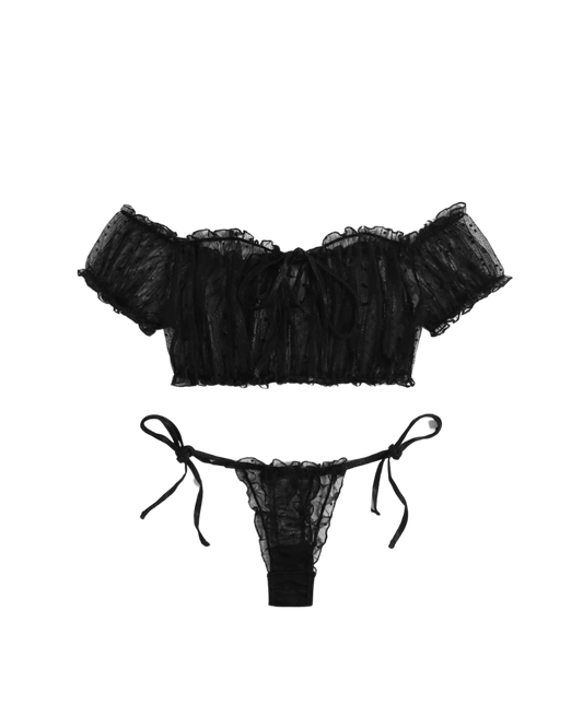 Ensemble de lingerie en dentelle transparente