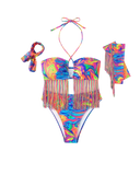 Ensemble bikini à franges psychédéliques