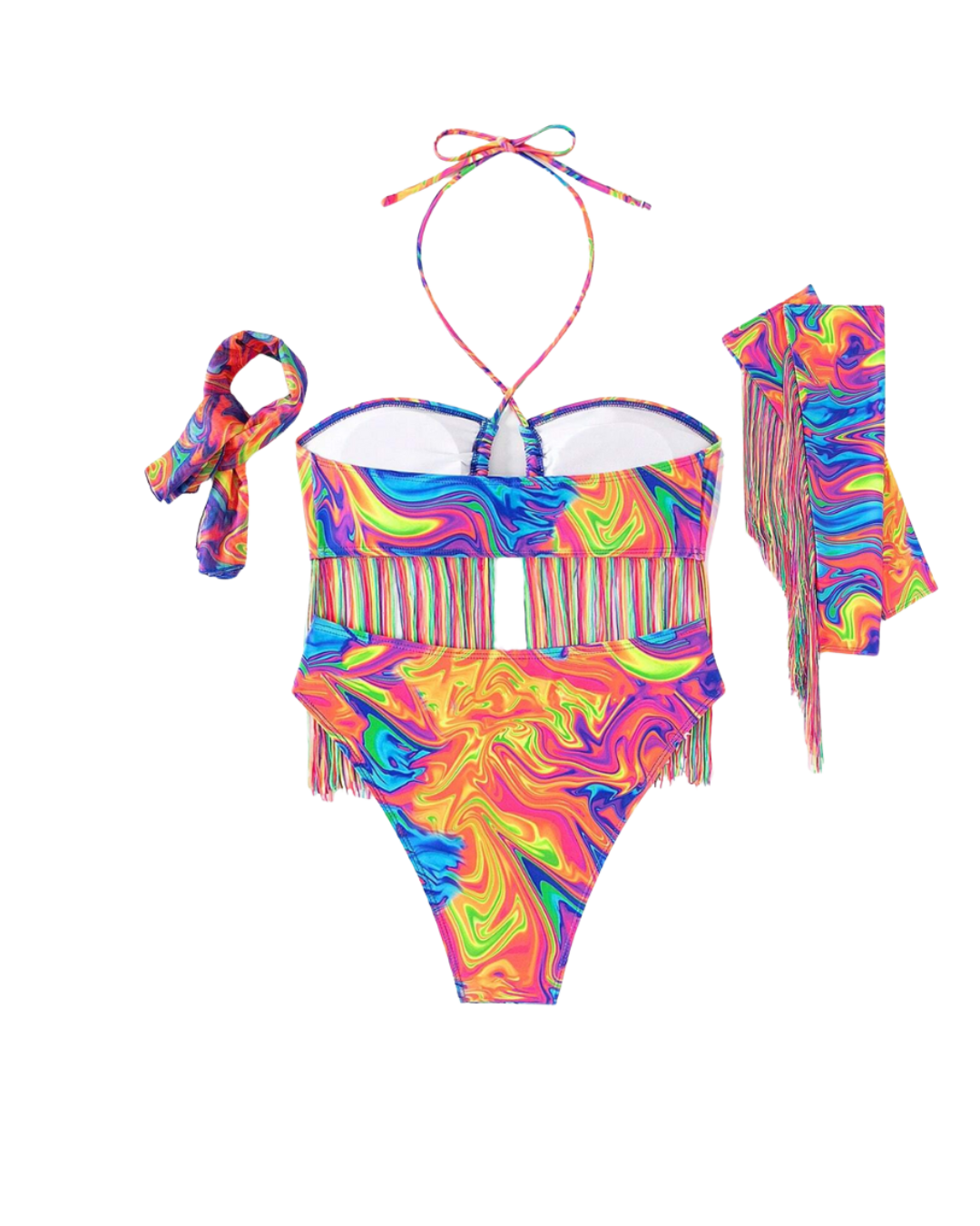 Ensemble bikini à franges psychédéliques