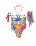 Ensemble bikini à franges psychédéliques