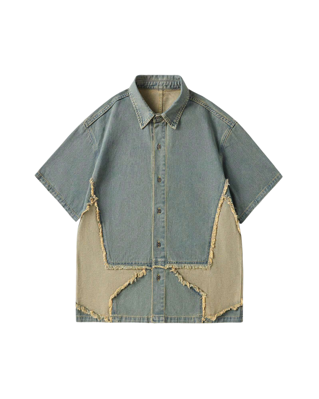 Chemise en jean patchwork