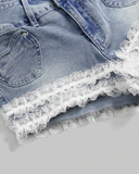 Lace Denim Shorts