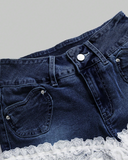 Lace Denim Shorts