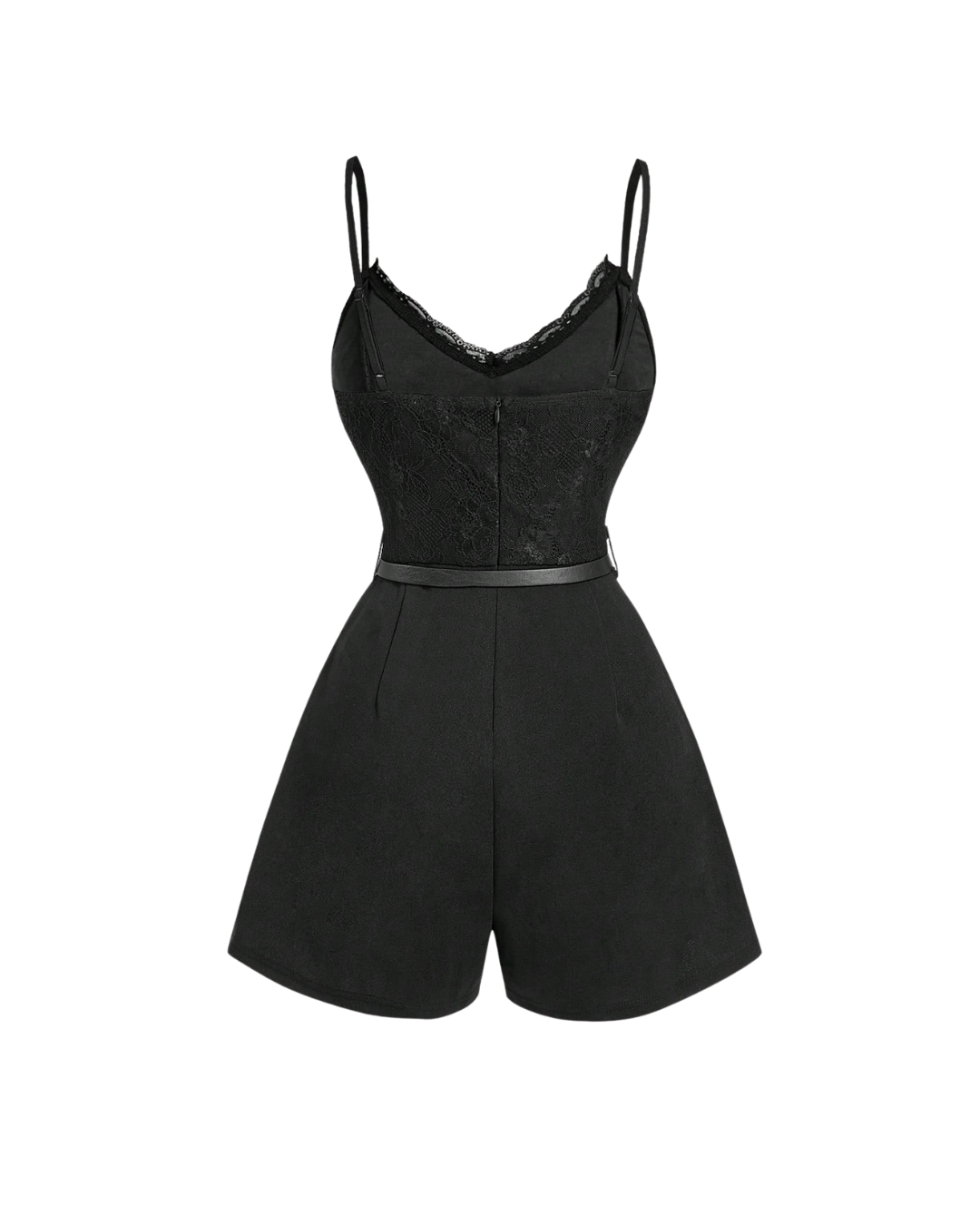 Lace Top Belted Romper