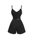 Lace Top Belted Romper