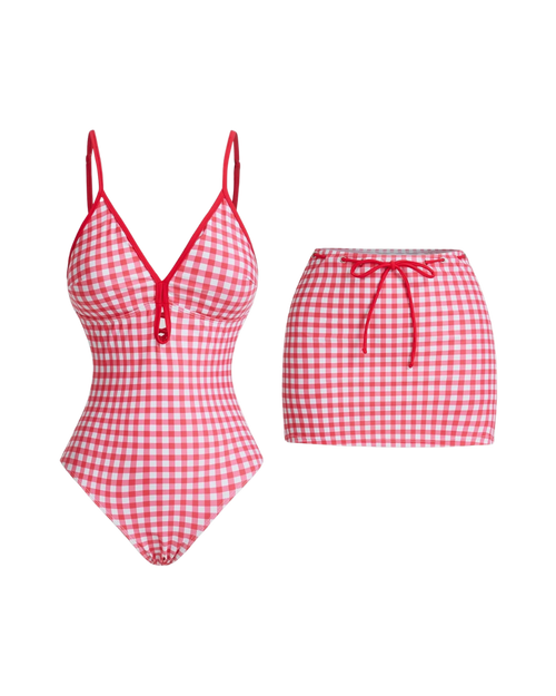 Ensemble de maillot de bain à carreaux vichy