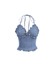 Ruffle Halter Denim Top