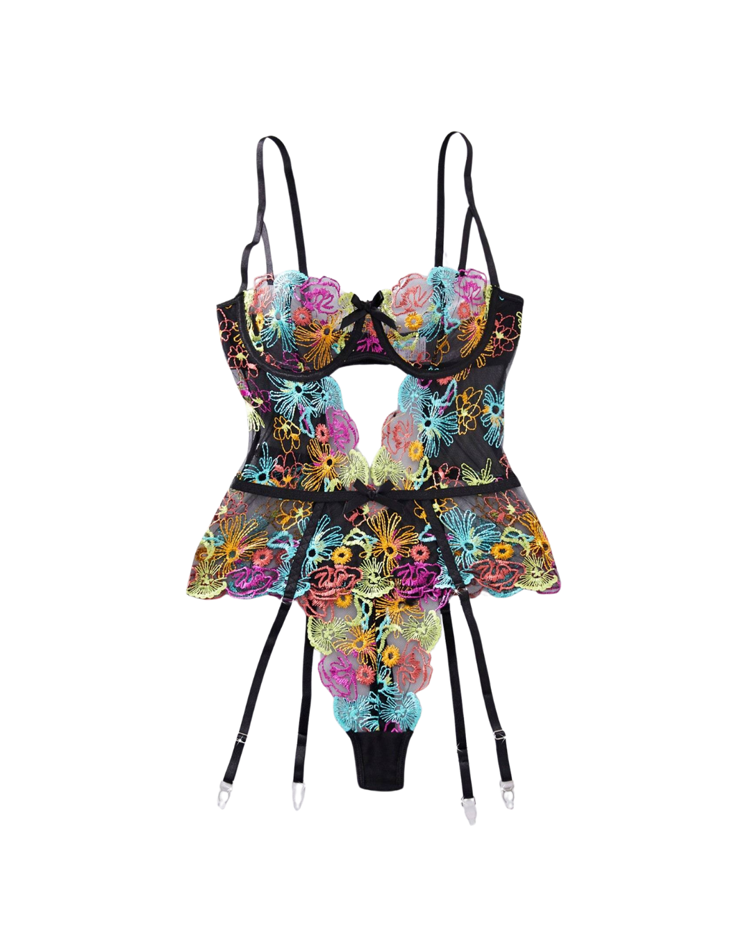 Lingerie florale arc-en-ciel