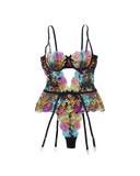 Lingerie florale arc-en-ciel