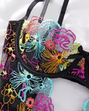 Lingerie florale arc-en-ciel
