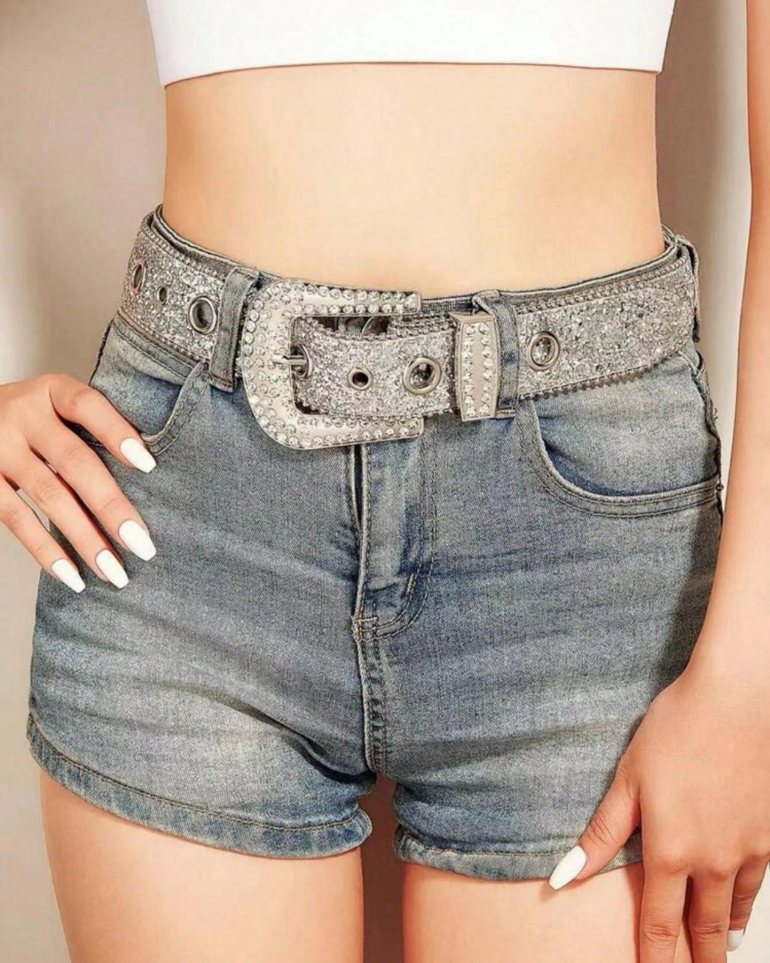 Rhinestone Buckle Belt