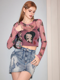 Betty Boop Mesh Crop Top