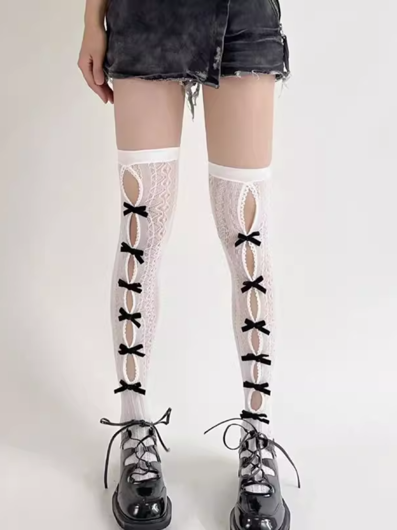 Bow Lace Thigh-High Stockings