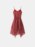 Red checkered dress on a white background