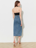 Vintage Denim Midi Skirt