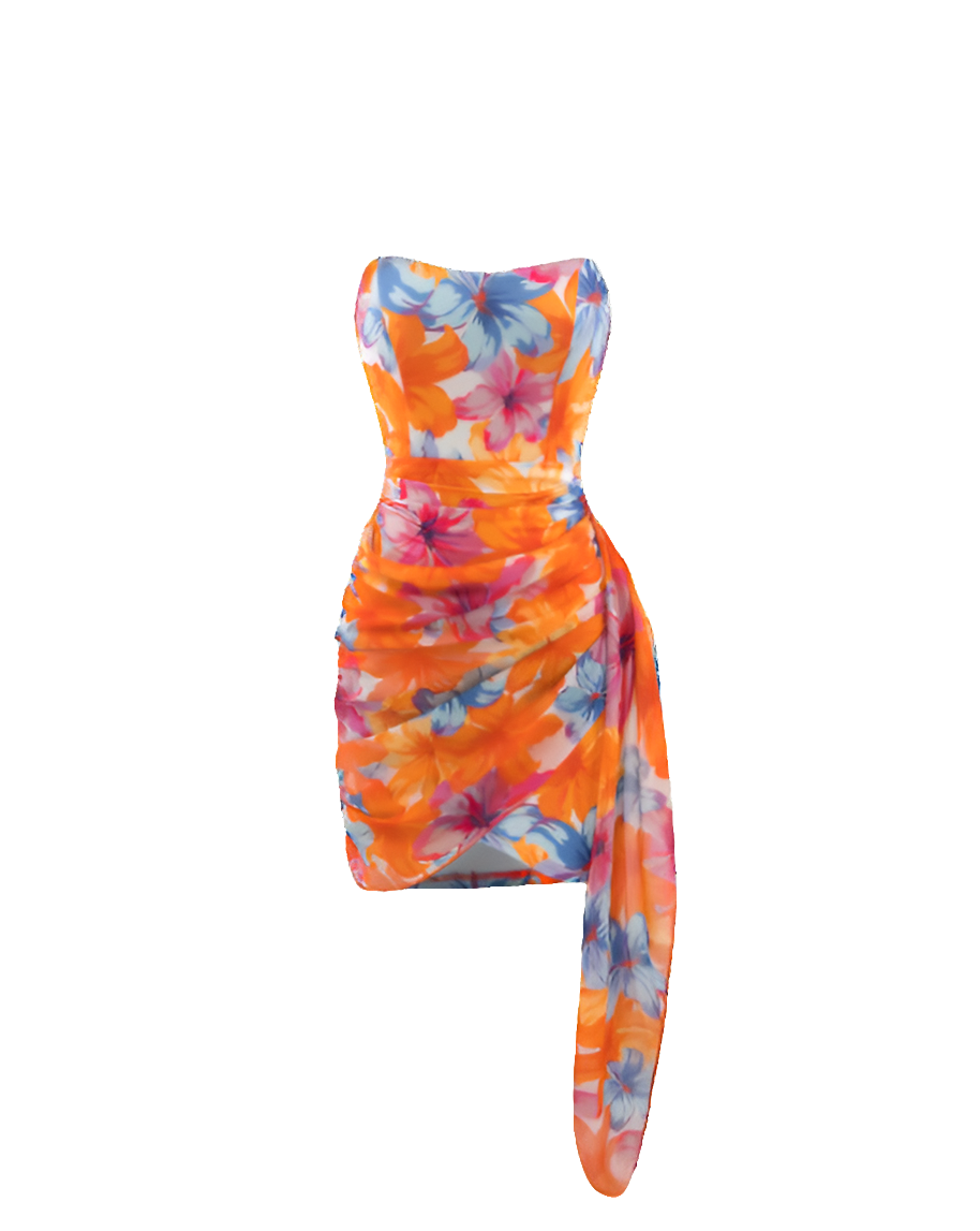 Draped Side Floral Dress
