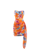Draped Side Floral Dress