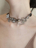 Floral Enamel Bow Necklace