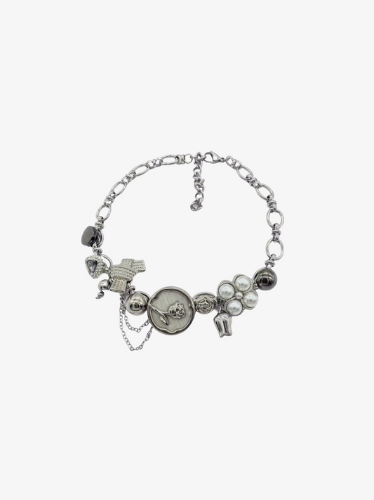 Floral Enamel Bow Necklace