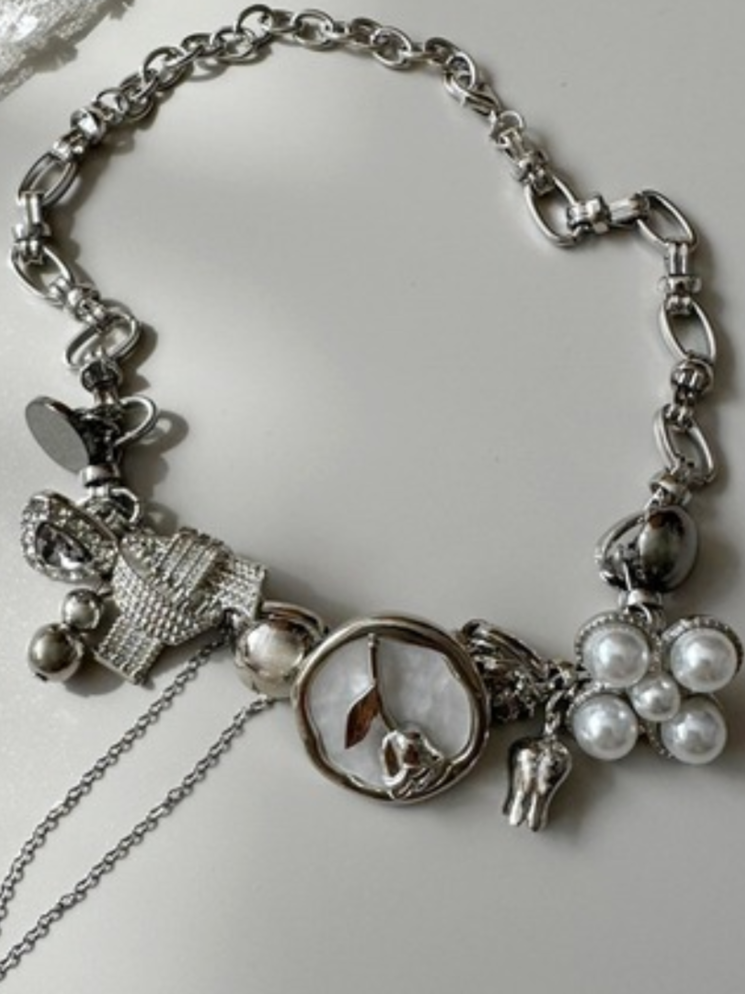 Floral Enamel Bow Necklace