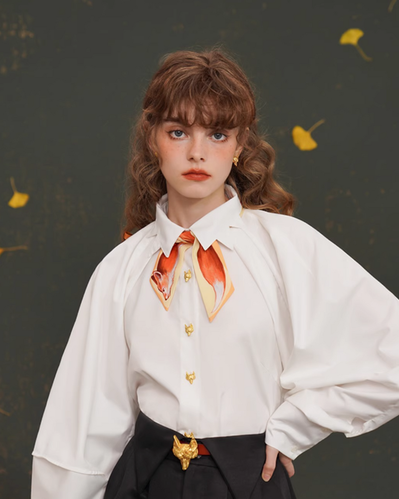 Fox Narrow Silk Scarf